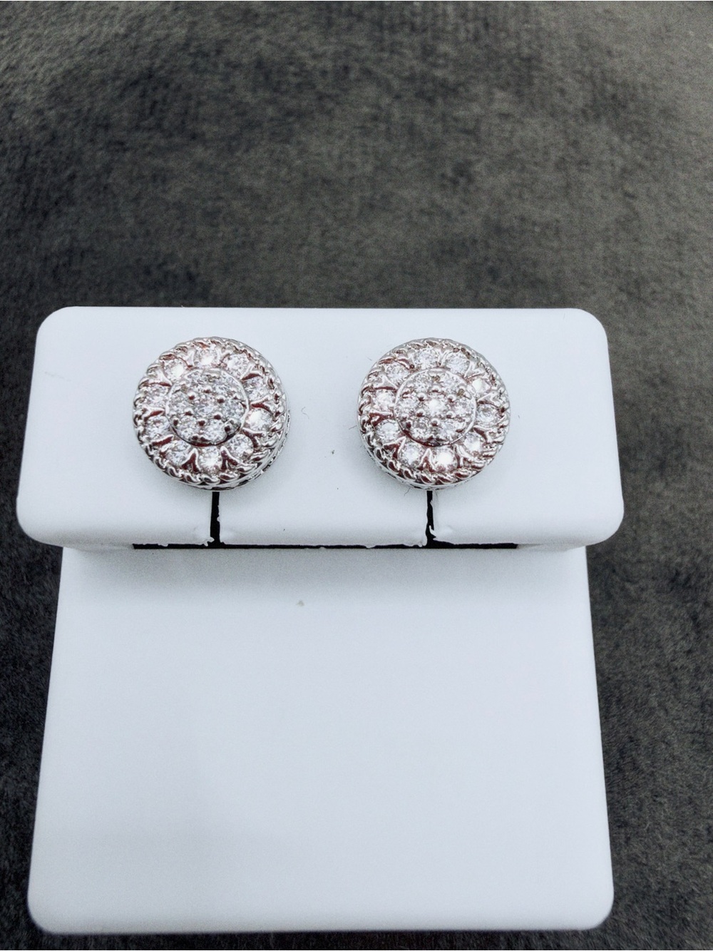 VVS Moissanite Halo Stud Earrings 0.52 CT Round Cluster